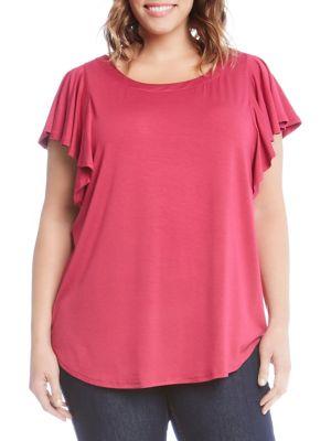 Karen Kane Plus Flounce-sleeve Top