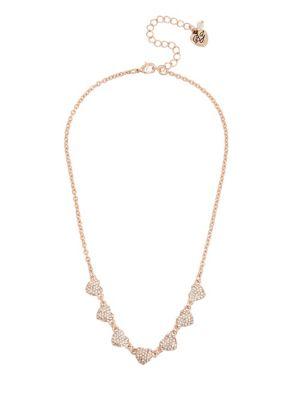 Betsey Johnson Pave Crystal Heart Frontal Necklace