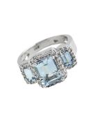 Effy Aquamarine, Diamond And 14k White Gold Ring