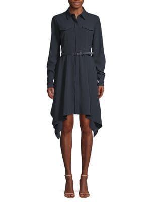 Elie Tahari Roxanne Belted Handkerchief Shirtdress