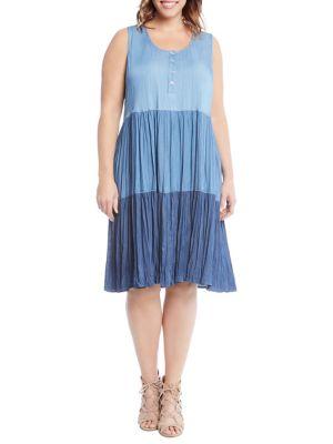 Karen Kane Plus Tiered Chambray Dress