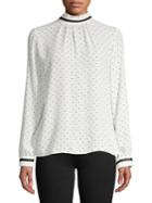 Karl Lagerfeld Paris High Neck Polka Dot Blouse
