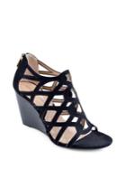 Adrienne Vittadini Alby Caged Suede Wedge Sandals