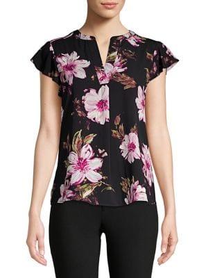 Calvin Klein Floral-print Cap-sleeve Top
