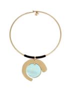 Lord Taylor Blue Mother Of Pearl, Goldtone Pendant Necklace