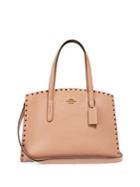 Coach Charlie Crystal Rivets Leather Carryall Satchel