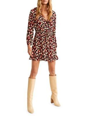 Mango Floral V-neck Mini Dress