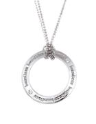 Lord & Taylor Sterling Silver And Cubic Zirconia Circle Pendant Necklace