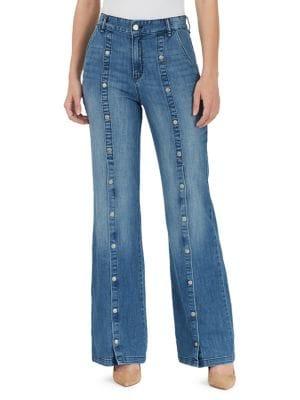 William Rast Mona Buttoned Wide-leg Jeans