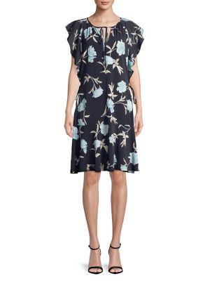 Ellen Tracy Petite Premiere Floral Flouncy-sleeve Dress