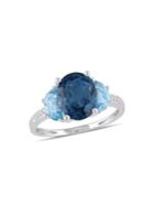 Sonatina Sterling Silver Blue & Sky-blue Topaz & Diamond Ring