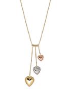Lord & Taylor 14k Yellow, Rose And White Gold Heart Necklace