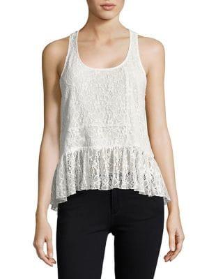 Design Lab Floral Lace Peplum Top