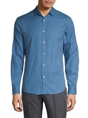 Black Brown Cotton Dobby Button-down Shirt
