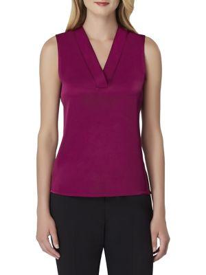 Tahari Arthur S. Levine Petite Petite V-neck Sleeveless Chiffon Blouse