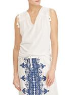 Lauren Ralph Lauren Petite Ruched-shoulder Cotton Tank Top