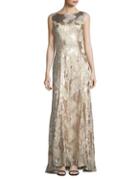 Tahari Arthur S. Levine Floral Lace Embroidery Gown