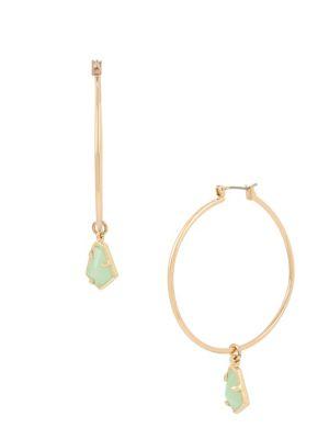 H Halston Crystal Faceted Hoop Earrings