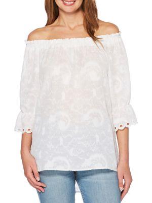 Rafaella Clip Dot Scalloped Top