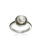 Lord & Taylor 7.5mm White Pearl, Marcasite & Sterling Silver Ring