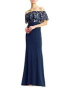 Aidan By Aidan Mattox Lace And Crepe Floor-length Gown