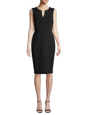 Calvin Klein Splitneck Grommet Chain Sheath Dress