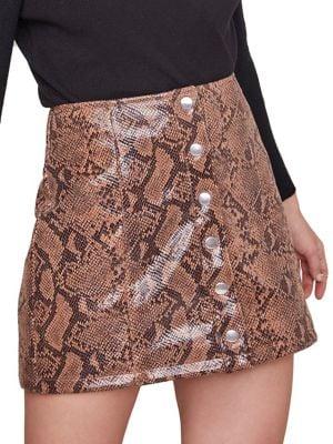 Astr The Label Come Slither Snake-print Mini-skirt