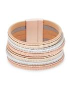 Design Lab Tri-tone And Leather Multi-strand Bracelet