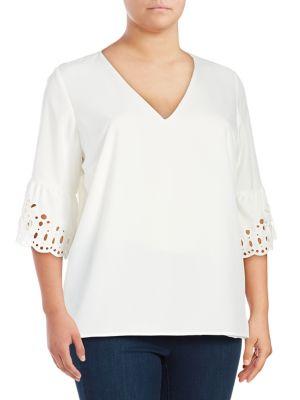 Calvin Klein Plus V-neck Eyelet-sleeve Top