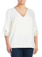 Calvin Klein Plus V-neck Eyelet-sleeve Top