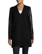 Michael Michael Kors Petite Wool-blend Faux Leather Sweater Coat
