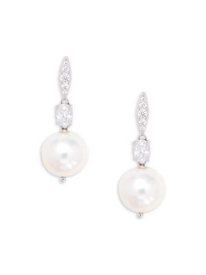 Nadri Crystal And Faux Pearl Drop Earrings