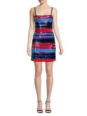 Wayf Striped Sequin Sheath Dress
