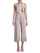 Design Lab Lord & Taylor Striped Ruffled Jumpsuit