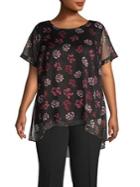 Vince Camuto Plus Floral Dotted Sheer Top