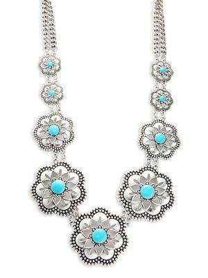 Design Lab Lord & Taylor Silvertone Floral Statement Necklace