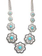 Design Lab Lord & Taylor Silvertone Floral Statement Necklace