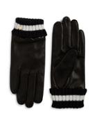 Kate Spade New York Knit Cuff Leather Gloves