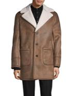 Tallia Orange Faux Shearling-trimmed & Faux Suede Jacket
