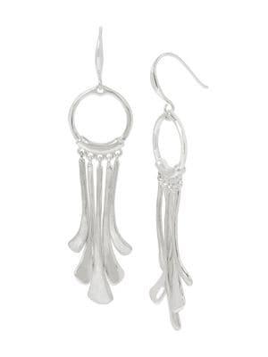 Robert Lee Morris Silvertone Circle & Sculptural Fan Stick Earrings