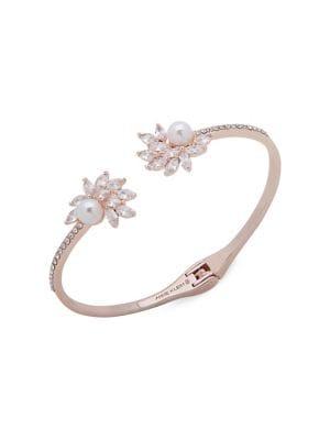 Anne Klein Rose Goldtone And Cubic Zirconia Hinge Cuff Bracelet