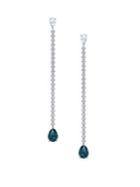 Swarovski Rhodium-plated, Blue & Clear Crystal Vintage Pierced Earrings