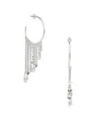 Karl Lagerfeld Safety Pin 2mm Pearl And Swarovski Crystal Hoop Earrings