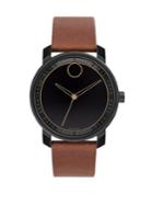 Movado Bold Bold Stainless Steel And Leather-strap Watch
