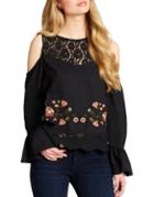 Jessica Simpson Dara Embroidery Cold Shoulder Top