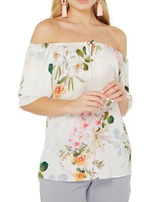 Dorothy Perkins Floral Tied-keyhole Off-shoulder Top