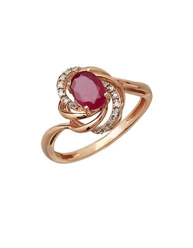 Lord & Taylor Diamond And Ruby 14k Rose Gold Ring