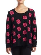 Joan Vass Plus Rose Intarsia Cotton Sweater