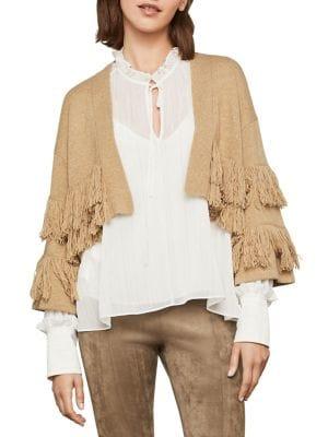 Bcbgmaxazria Fringe-trimmed Cropped Cardigan