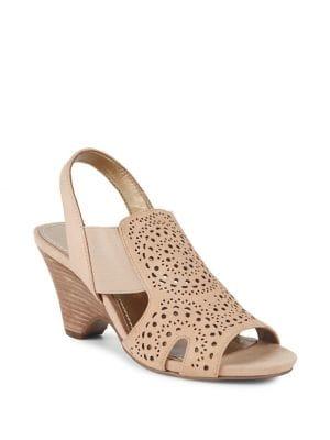 Anne Klein Grand Perforated Leather Slingback Sandals